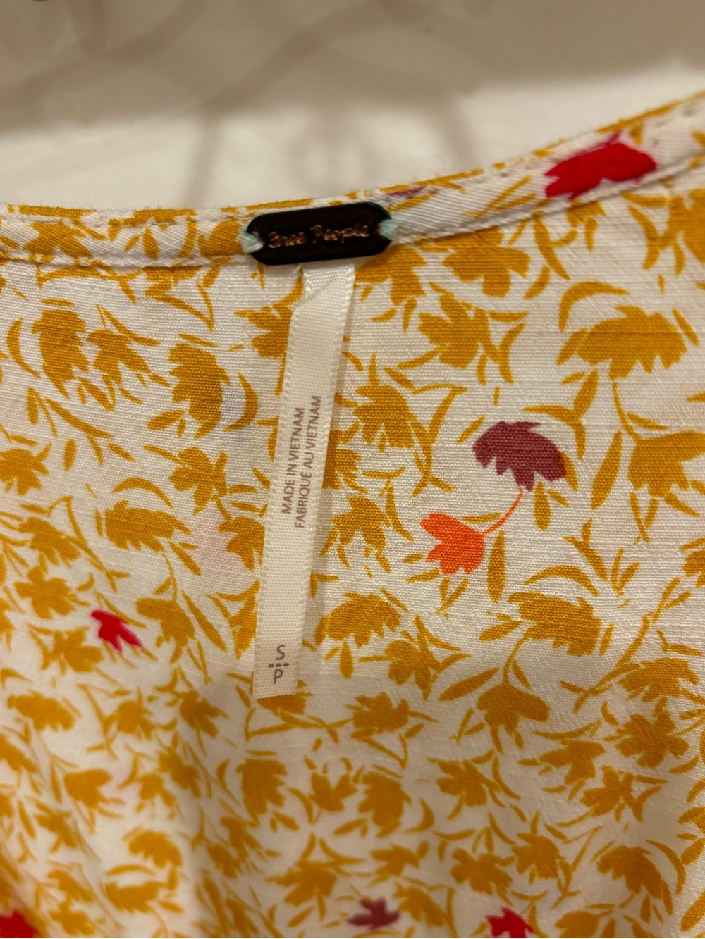 Free People In Full Bloom Midi Dress Goldenrod Ivory Floral Smocked Boho Women S - Picture 10 of 16